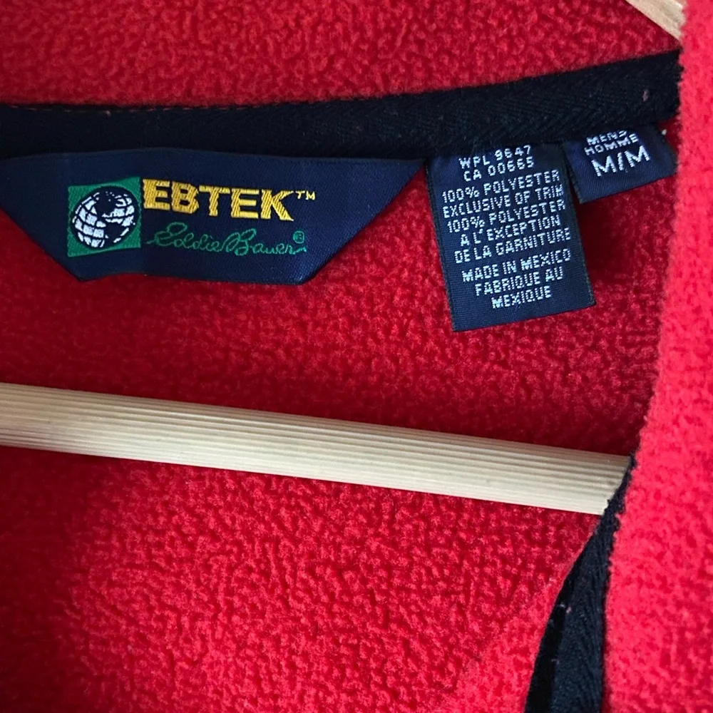 VINTAGE‎ Eddie Bauer EBTEK Red Fleece Quarter Zip Pullover SZ M
